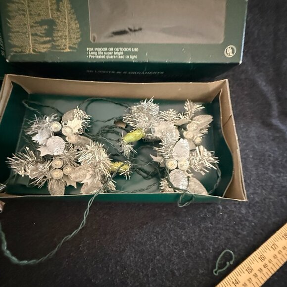 Set 2 Vtg Nature Clusters White Glitter Plastic Pinecone Christmas Light String - Picture 7 of 13